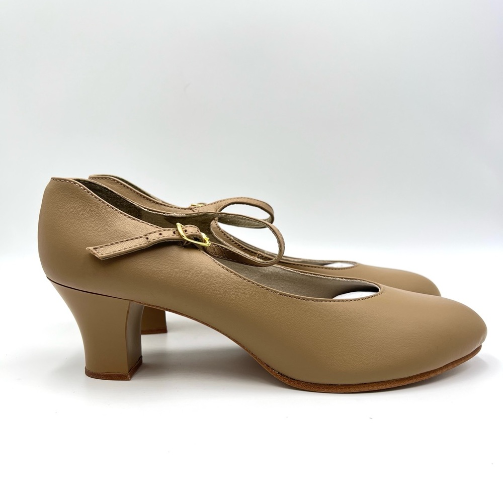 Capezio Size 10.5 650 Student Footlight Caramel‎ Tan Leather Dance Heel Shoes